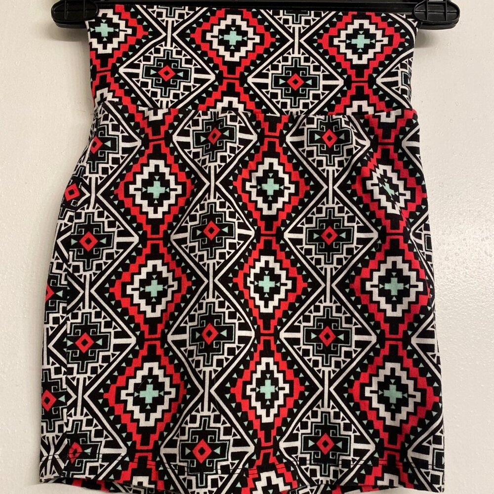 Y2K Red White & Teal Pattern Women’s Charlotte Russe Skirt Size XS